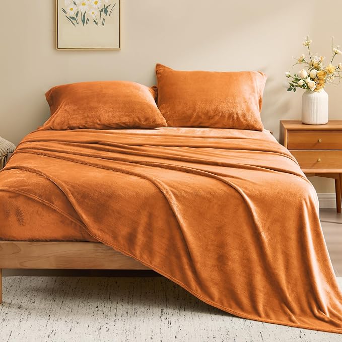 BEDELITE Flannel Sheets Twin Size Burnt Orange - Image 2