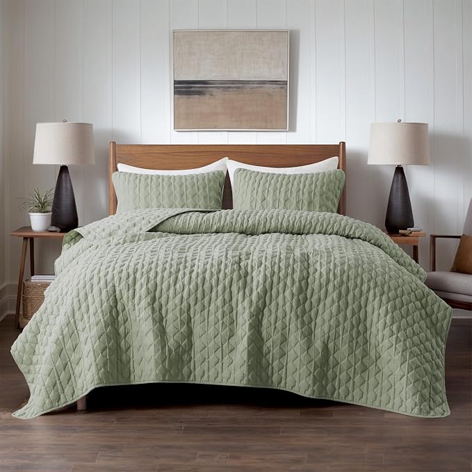 WDCOZY Sage Green Quilt Twin Size Bedding Sets - Image 2