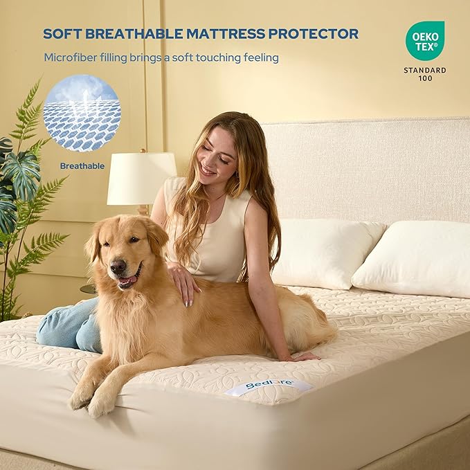 BEDLORE Waterproof Mattress Protector, King Size Noiseless Mattress Pad - Image 3