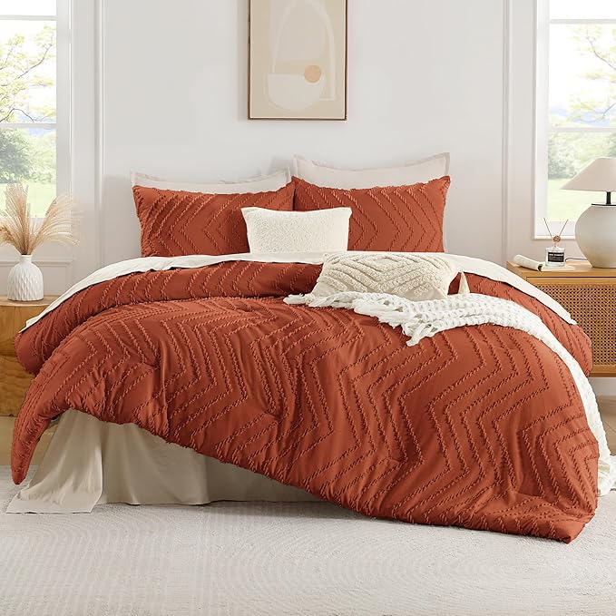 Andency Burnt Orange California King Size Comforter Set, Cal King Boho - Image 2