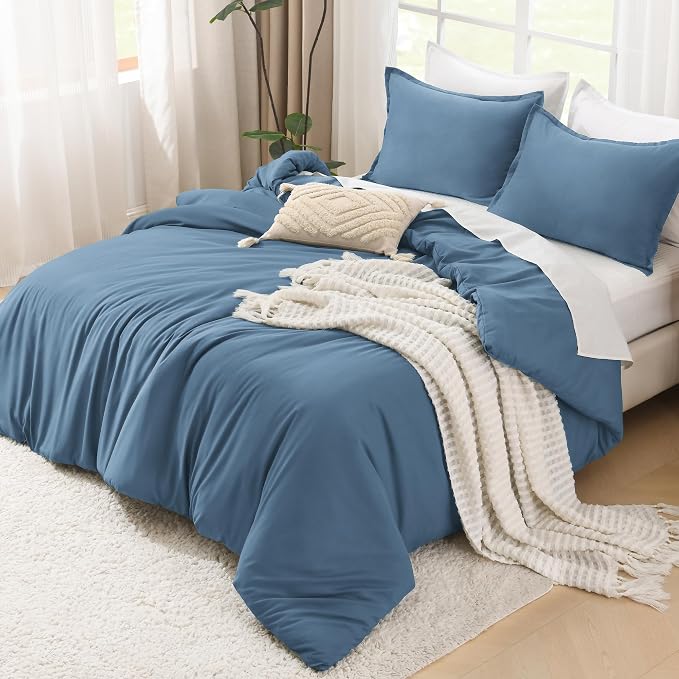 Litanika Comforters Full Size Ocean Blue, 3 Pieces Lightweight Solid Bedding - Image 4