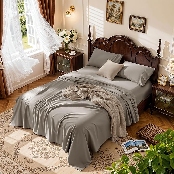 LBRO2M 1000 Thread Count 100% Egyptian Cotton Sheets Set Queen Size, 4 Piece by LBRO2MBedding