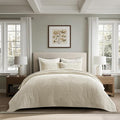 EVERGRACE Velvet Quilt Set King Size, Luxurious Soft Striped Channel Bedding Set by EverGrace