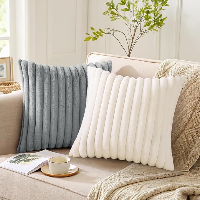 Pallene Faux Fur Plush Throw Pillow Covers 22x22 Set of 2, Luxury Soft Fluffy - Image 5