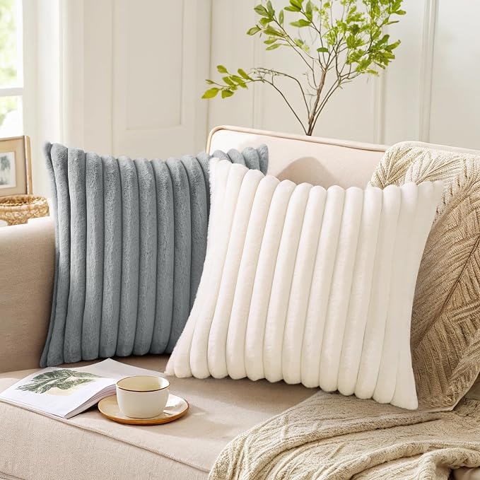 Pallene Faux Fur Plush Throw Pillow Covers 22x22 Set of 2, Luxury Soft Fluffy - Image 5