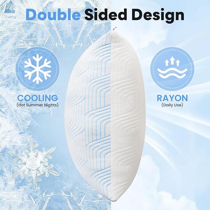Cooling Bed Pillows for Sleeping 2 Pack Shredded Memory Foam Pillows Queen Size - Image 3