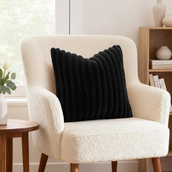 decorUhome Cozy Faux Fur Throw Pillow Covers 12x20 Set of 2 Decorative Soft - Image 4