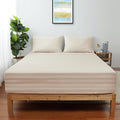 Twin Size Striped Fitted Sheet Only Beige Color, 100% Egyptian Cotton 600 by ShunjieHome