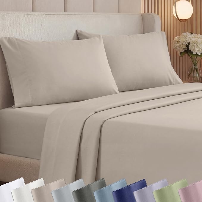 California Design Den Thick and Natural 100% Cotton Sheets Queen Size Set by CaliforniaDesignDen