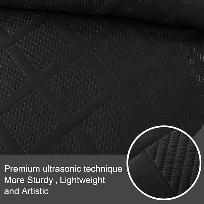 Exclusivo Mezcla Quilt Set Oversized King Size, 3 Pieces Black Cal King Quilt - Image 4