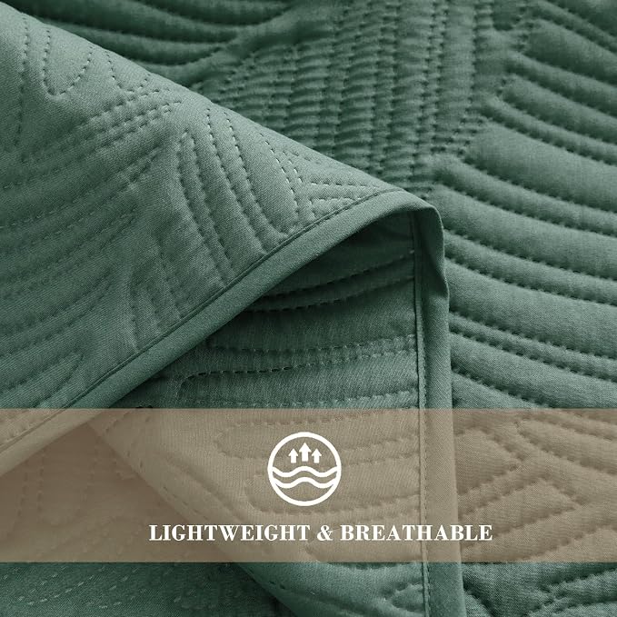 Exclusivo Mezcla King Size Quilt Bedding Set, Lightweight Green Quilts King Size - Image 5
