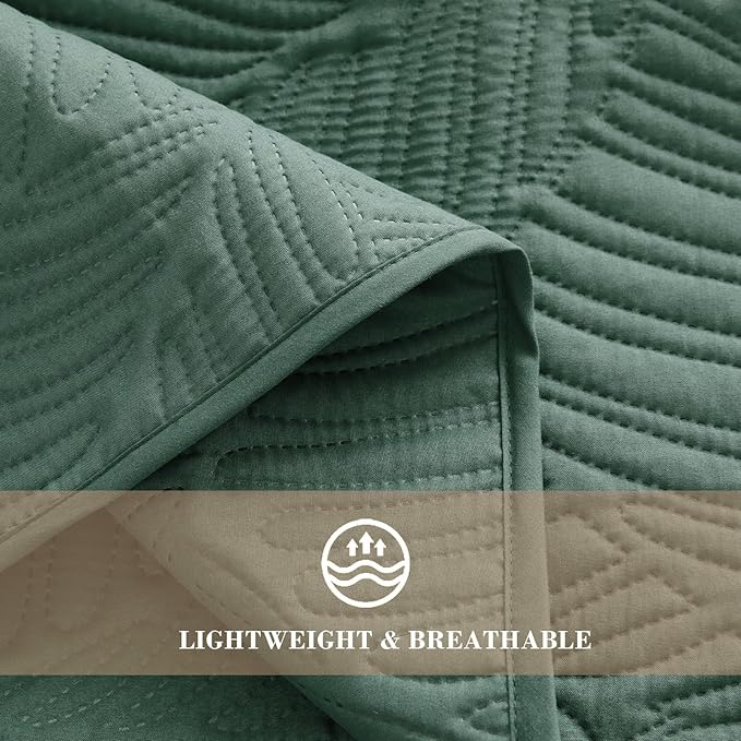 Exclusivo Mezcla Queen Quilt Bedding Set, Lightweight Green Quilts Queen Full - Image 5