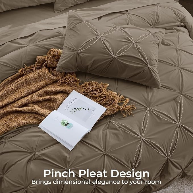 Sasttie Queen Comforter Set, 7-Piece Bed in a Bag, Pintuck Bedding Sets - Image 4