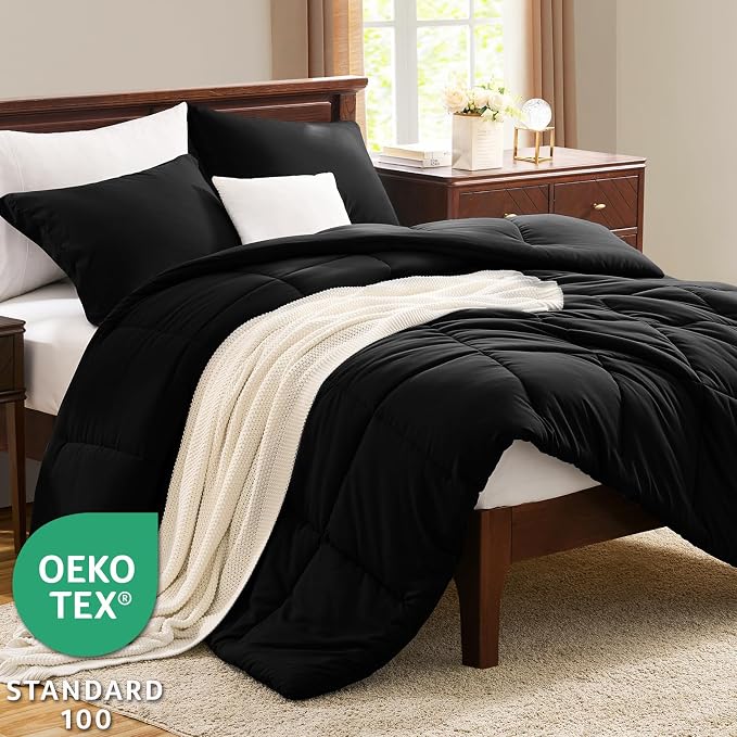 CozyLux Twin/Twin XL Comforter Set Black - Image 3