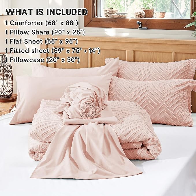 Zzlpp Twin Comforter Set 5 Pieces, All Season Boho Bedding Sets - Image 5