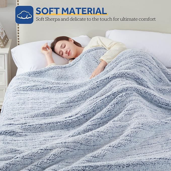 Sealy Electric Blanket Full Size, Soft Sherpa Heated Blanket Single Control - Image 3