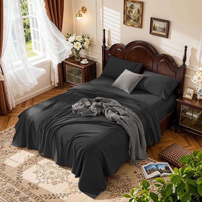 LBRO2M 1000 Thread Count 100% Cotton Sheets Set, California King Size Bed Sheet by LBRO2MBedding