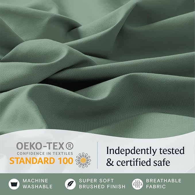 LuxClub 3 PC Sheet Set Sheets Deep Pockets 18" Eco Friendly Wrinkle Free Sheets - Image 5