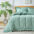 Gingham Duvet Cover Twin Size, 2 Pieces Soft Breathable Microfiber Plaid by Kisswish