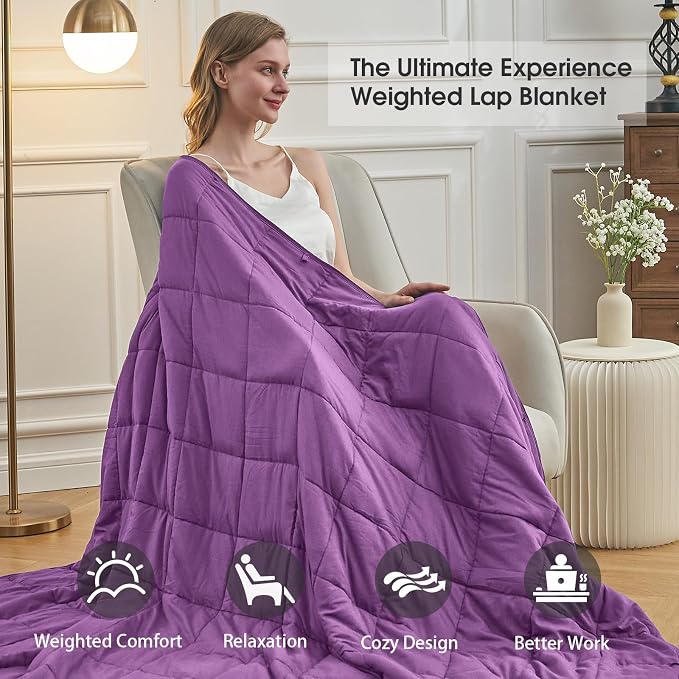 Purple Weighted Blanket for Adults 25lbs, Cal King Cooling Heavy Throw Blanket - Image 4