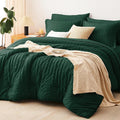 CozyLux King Size Comforter Set Emerald Green Seersucker 7 Pieces Bed in a Bag by CozyLux
