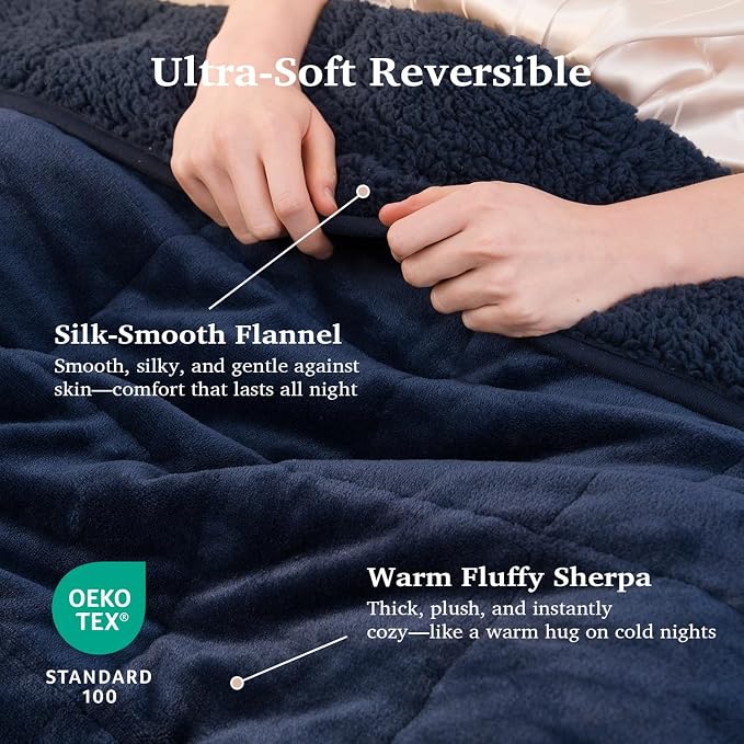Sivio Weighted Blanket for Adult 15 lbs, Sherpa Heavy Blanket - Image 3