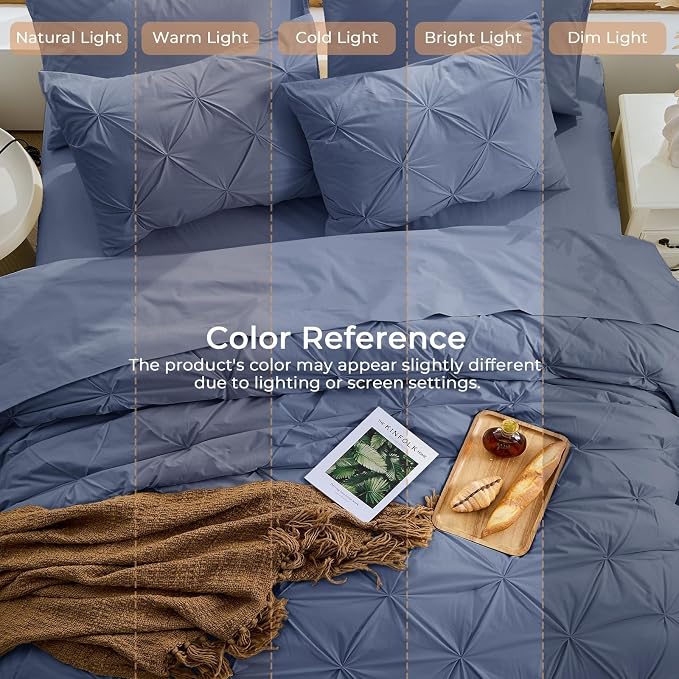 Sasttie Twin Comforter Set, 5-Piece Bed in a Bag, Pintuck Bedding Sets - Image 8