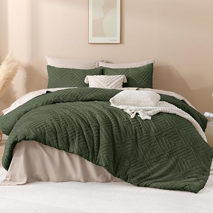 Andency Olive Green Oversized King Comforter 120"x120", 3 Pieces Super King - Image 2