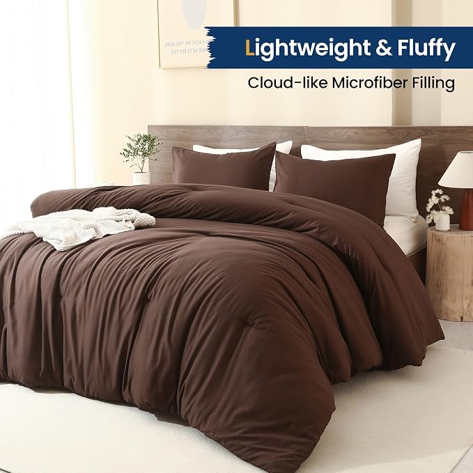 Paxrac Earthy Brown Comforter King Size, Neutral 3 Pieces Comforter Set - Image 3
