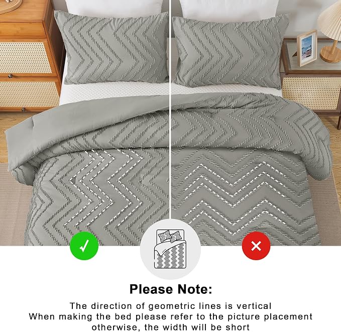 Andency Medium Grey Twin/Twin XL Comforter Set, Twin Bed Comforter - Image 5