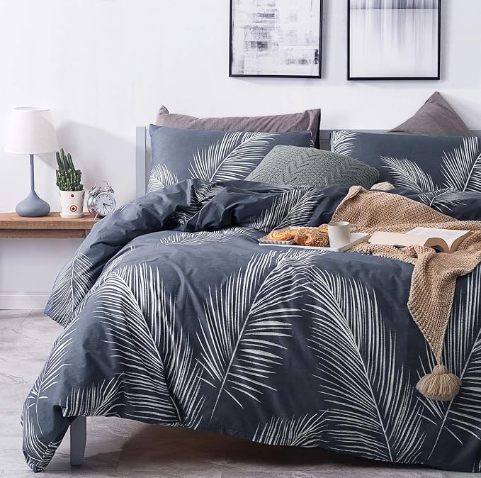 SUSYBAO Plant Patterned Duvet Cover Queen 100% Cotton 3 Pieces Set 1 Hawaiian - Image 2