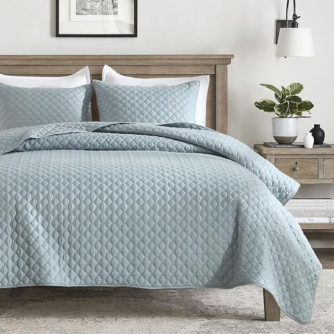 HORIMOTE HOME Quilt Twin Size Chambray Blue, Lightweight Quilt by HORIMOTEHOME