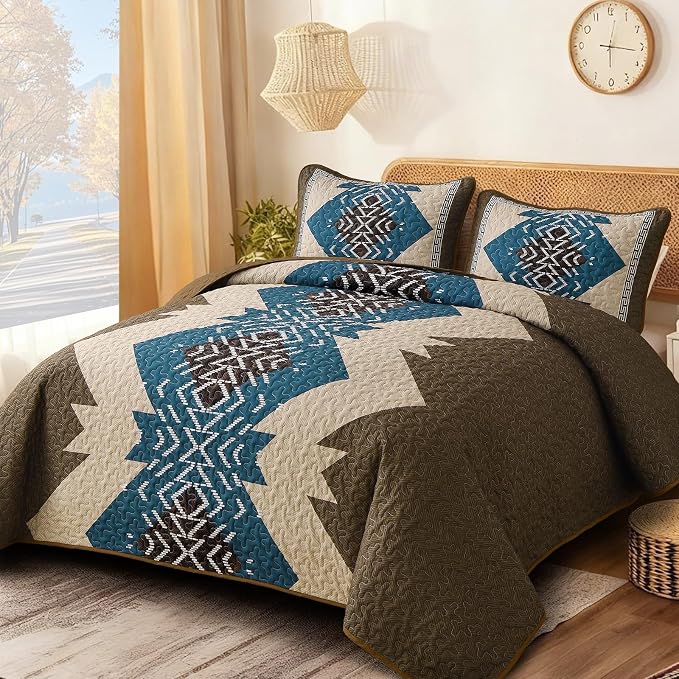 Dintszyayue Boho Quilt Set King Size, 3 Pieces Texture Southwestern Bedding Set - Image 2
