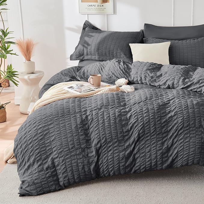 HYMOKEGE Oversized Queen Comforter Set Seersucker 7 Pieces, All Season Luxury - Image 2