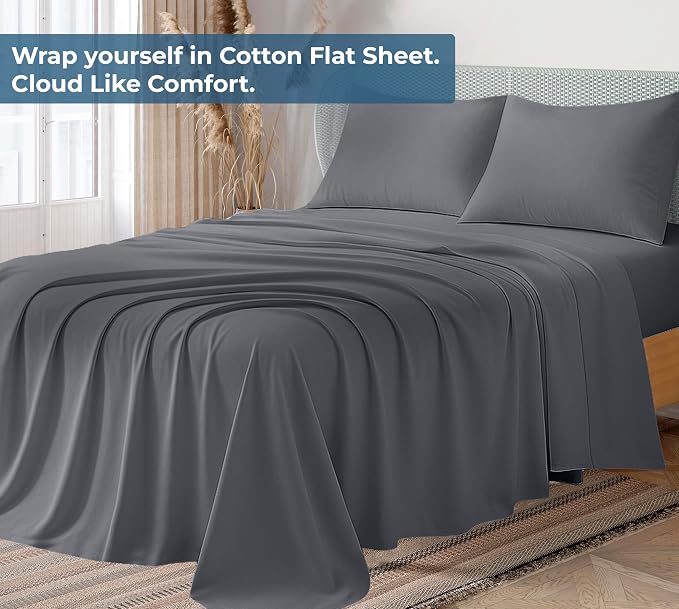 Royale Linens 100% Organic Cotton Full Flat Sheet Only - Image 2