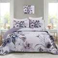 Drucon Purple Floral Quilt Set King Size 3 Pieces Purple Botanical Flower Quilt by DRUCON