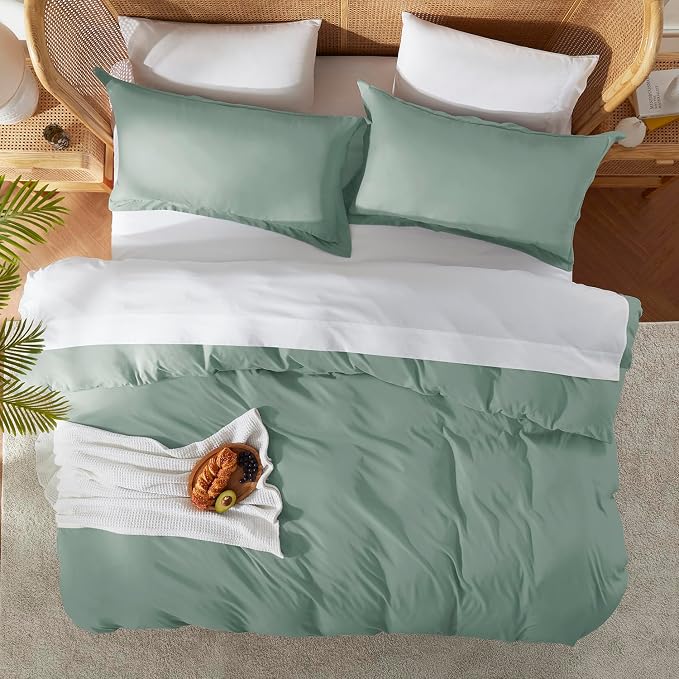 Nestl Sage Green California King Duvet Cover Sets - Image 5