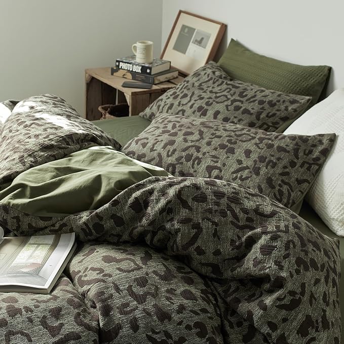 mixinni Leopard Duvet Cover Full Size, Premium Yarn-Dyed Jacquard Cotton Duvet - Image 5