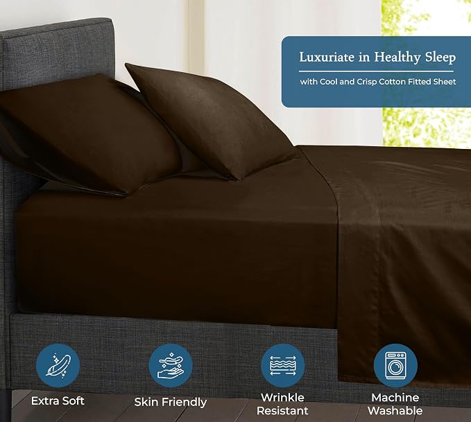 Royale Linen 400 Thread Count 100% American Grown Cotton Fitted Sheet Twin Size - Image 3