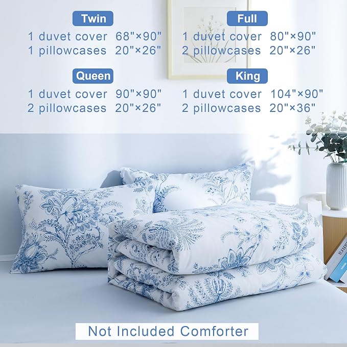BOLINLIVING Floral Duvet Cover King Size 3 Pieces, Flower Duvet Cover - Image 7