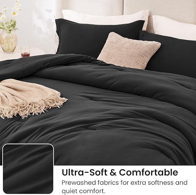 Love's cabin Black Full Comforter Set, 3-Piece Prewashed Bed Set - Image 4