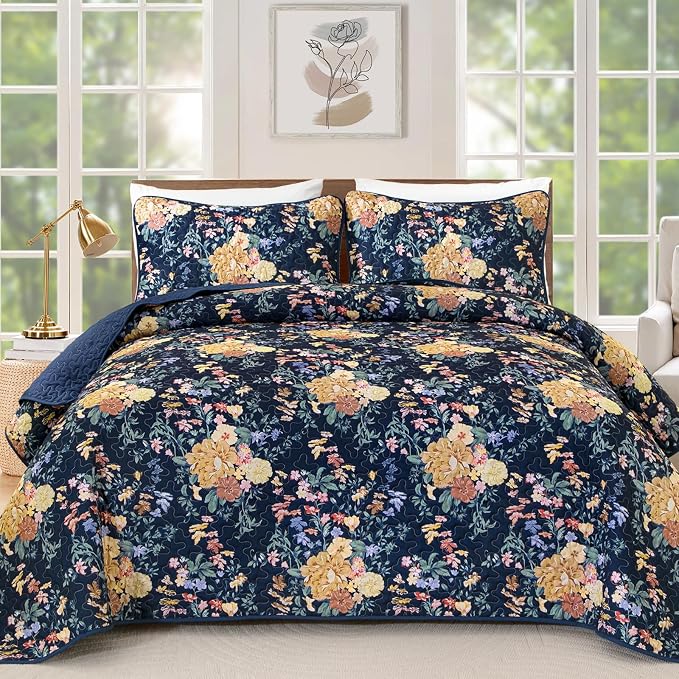 WONGS BEDDING Quilt Queen Size, Botanical Quilt by WONGSBEDDING