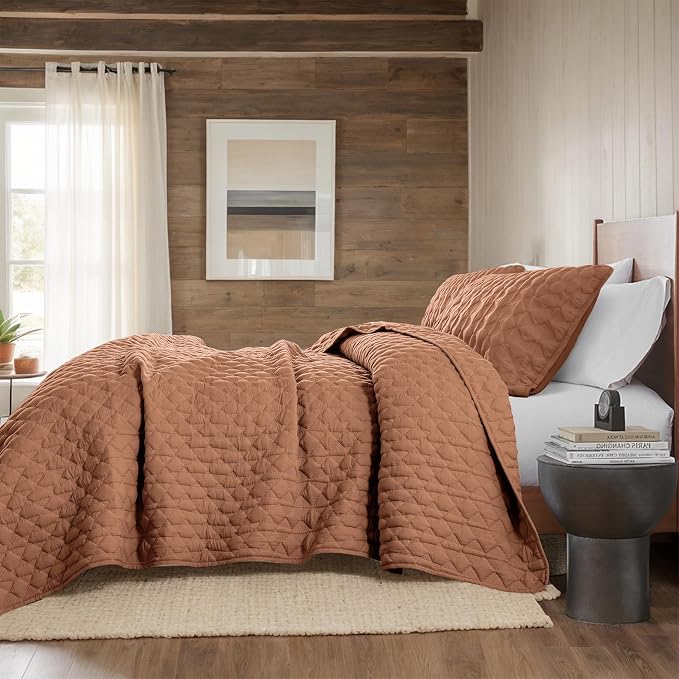 WDCOZY Burnt Orange Oversized California Cal King Size Quilt Bedding Sets - Image 5