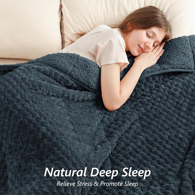 Mr. Sandman Weighted Blankets for Adults Queen Size 20lbs, Warm Sherpa Fleece - Image 4