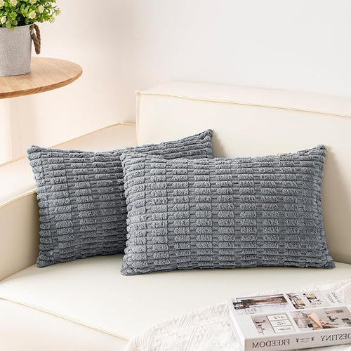 Aegero Pack of 2 Corduroy Decorative Throw Pillow Covers 12x24 Inch Soft by Unknown