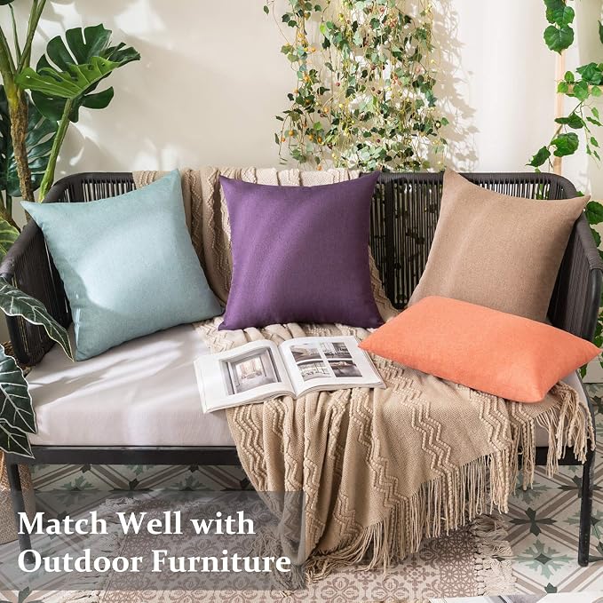 MIULEE Pack of 2 Decorative Outdoor Solid Waterproof Throw Pillow Covers Euro - Image 5
