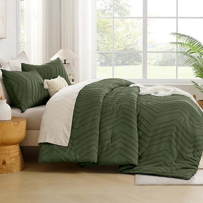 Andency Olive Green Oversized King Comforter Set 120x98, Boho Oversize King - Image 7