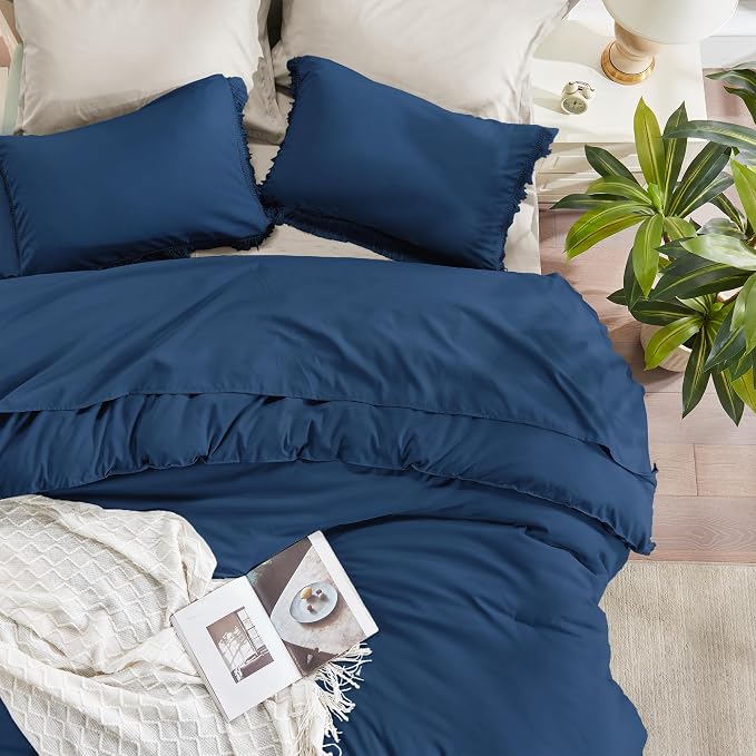 Andency Navy Blue Comforter Set California King, 3 Pieces Boho Tassel - Image 4