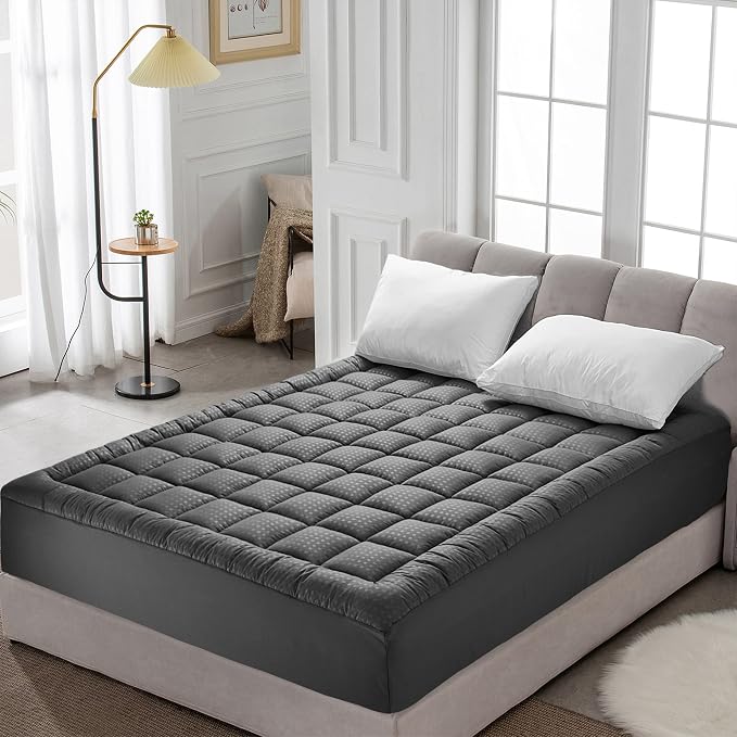 HYLEORY King Mattress Pad Quilted Fitted Mattress Protector Cooling Pillow Top - Image 7