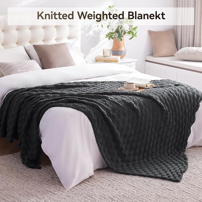 Knitted Weighted Blanket Kids, No Beads Heavy Blanket 36” x 48'' 3lbs, - Image 7